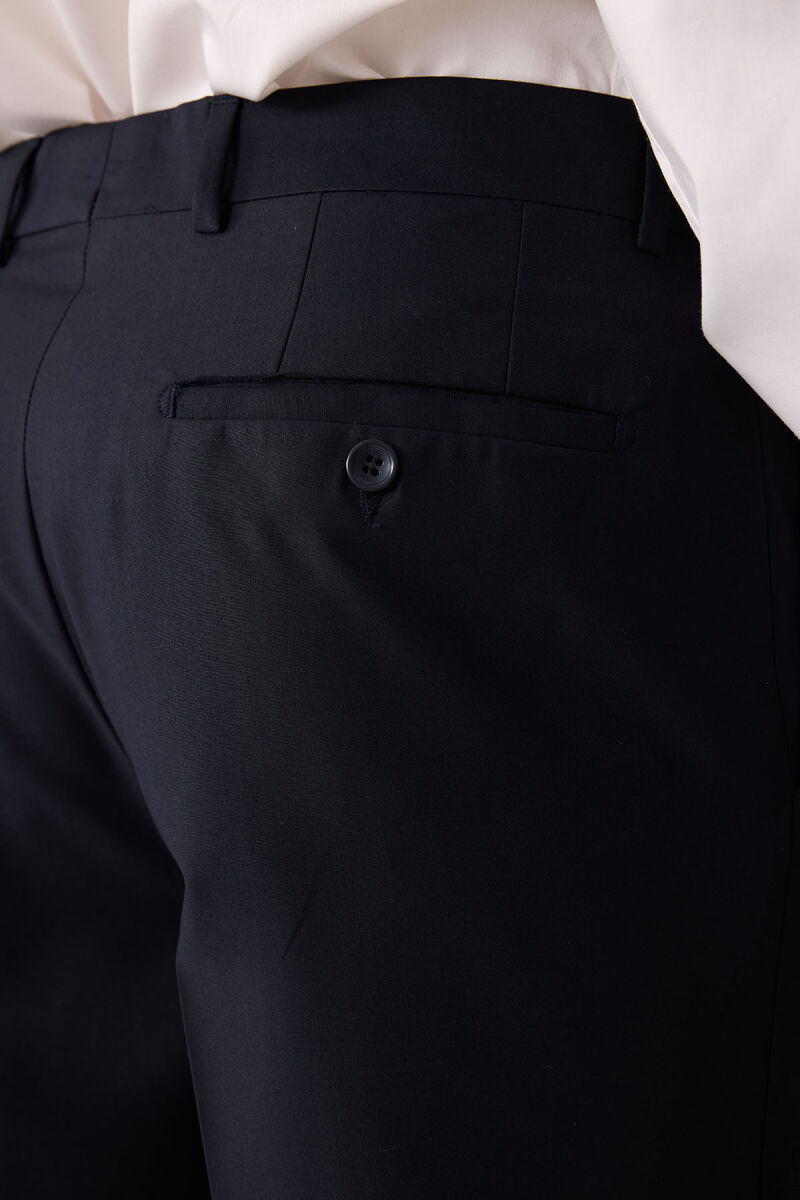 Erkek Lacivert Regular Fit Yan Cep Kumaş Pantolon - 8
