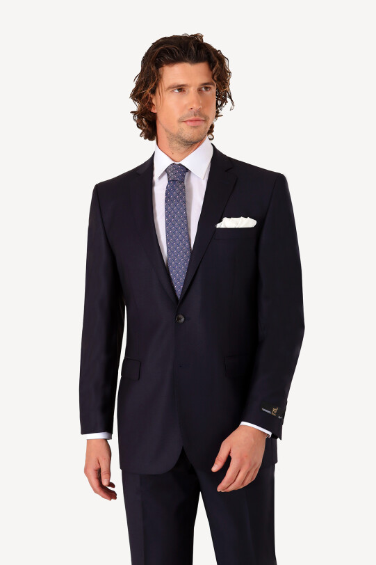 Erkek Lacivert Regular Fit Desenli Takım Elbise