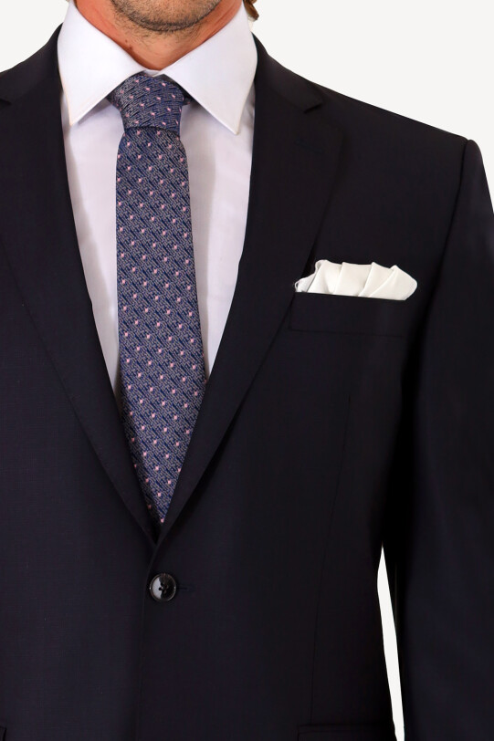 Erkek Lacivert Regular Fit Desenli Takım Elbise