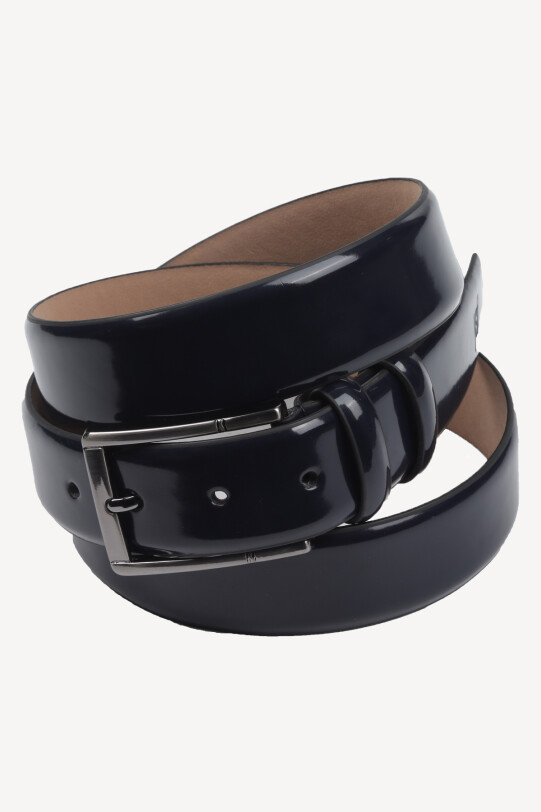 Erkek Lacivert Rugan Klasik Rugan Deri Kemer