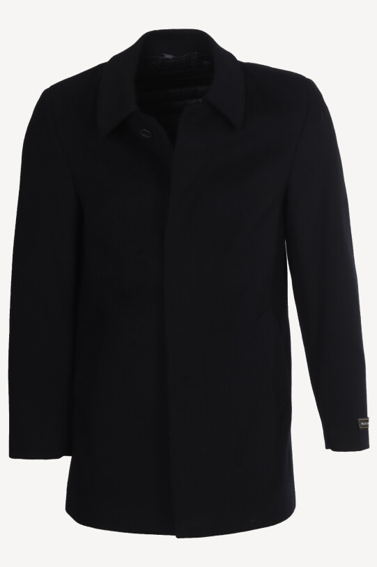 Erkek Lacivert Regular Fit Kaşmir Kısa Kaban