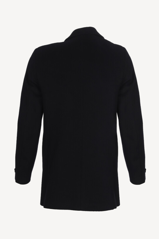 Erkek Lacivert Regular Fit Kaşmir Kısa Kaban