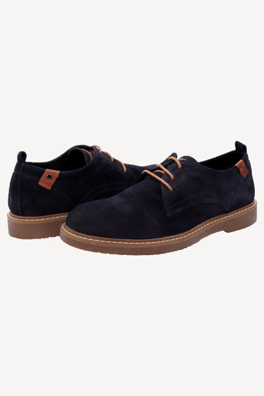 Erkek Lacivert Bağcıklı Süet Casual Ayakkabı