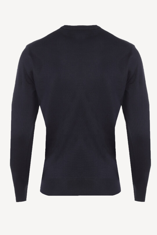 Erkek Lacivert Bisiklet Yaka Klasik Triko