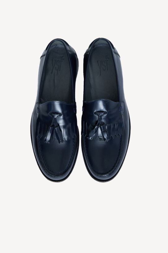 Erkek Lacivert Casual Rugan Deri Püsküllü Ayakkabı