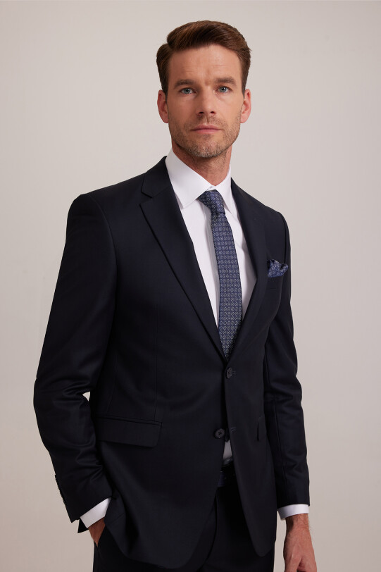 Erkek Lacivert Çift Yırtmaç Regular Fit Takım Elbise