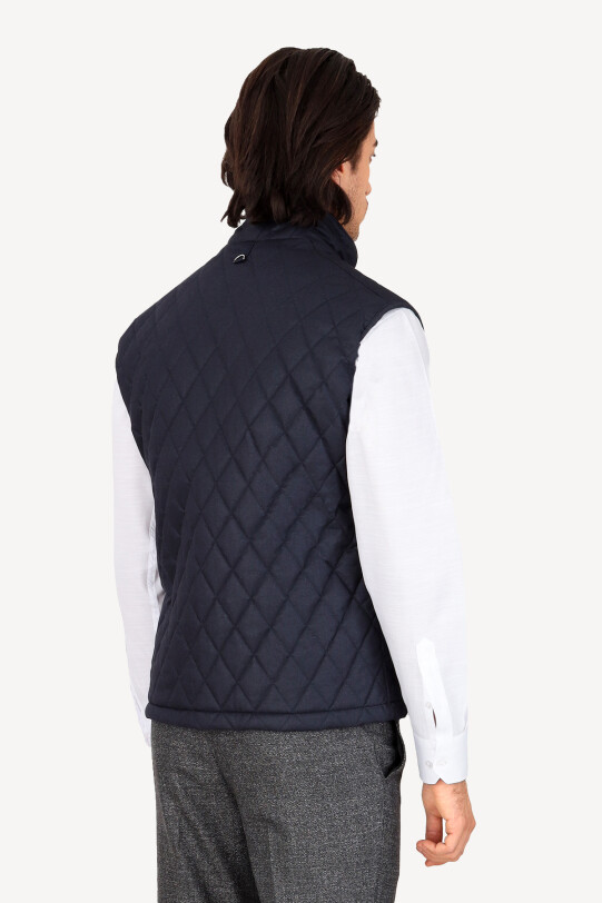 Erkek Lacivert Kapitone Klasik Yelek