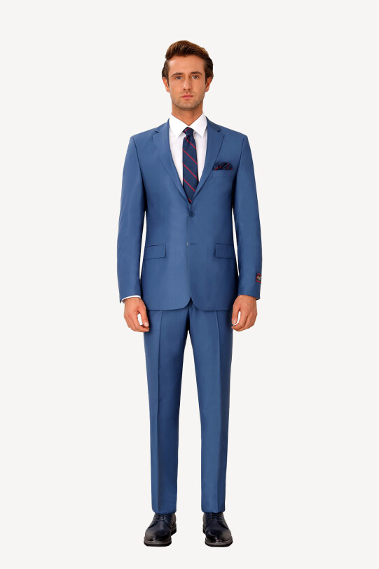 Erkek Lacivert Klasik %100 Yün Takım Elbise