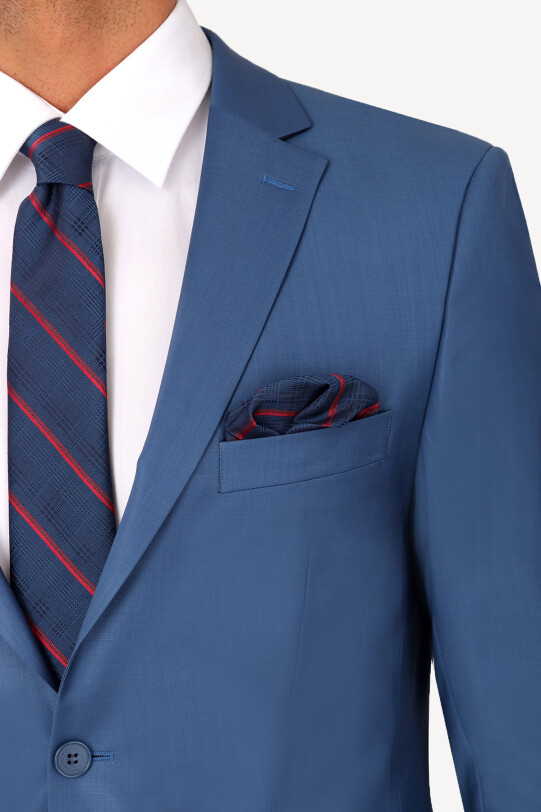 Erkek Lacivert Klasik %100 Yün Takım Elbise