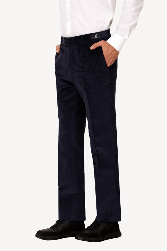 Erkek Lacivert Klasik Kadife Pantolon