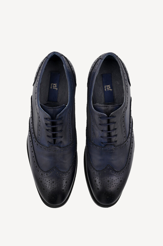 Erkek Lacivert Klasik Mat Bağcıklı Ayakkabı