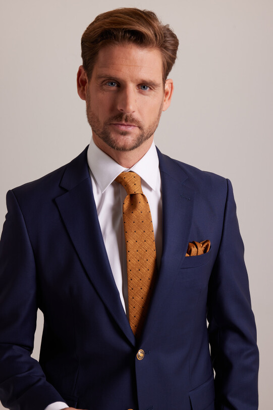 Erkek Lacivert Klasik Yünlü Blazer Ceket