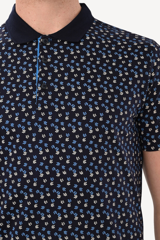 Erkek Lacivert Polo Yaka Desenli Tshirt