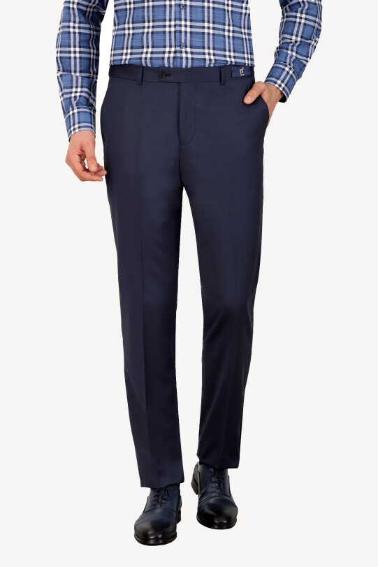 Erkek Lacivert Regular Fit Kumaş Pantolon
