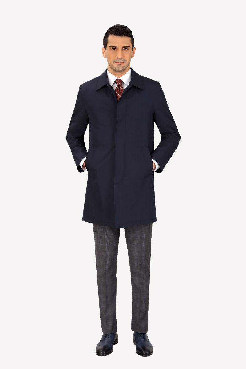 Erkek Lacivert Regular Fit Pardesü İçi Çıkmalı - 1
