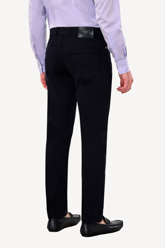 Erkek Lacivert Slim Fit Kanvas Pantolon