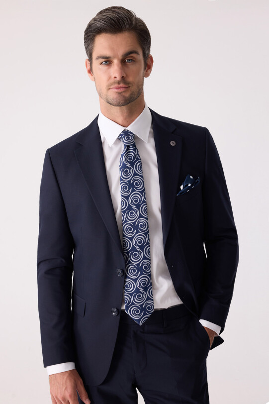 Erkek Lacivert Slim Fit Takım Elbise