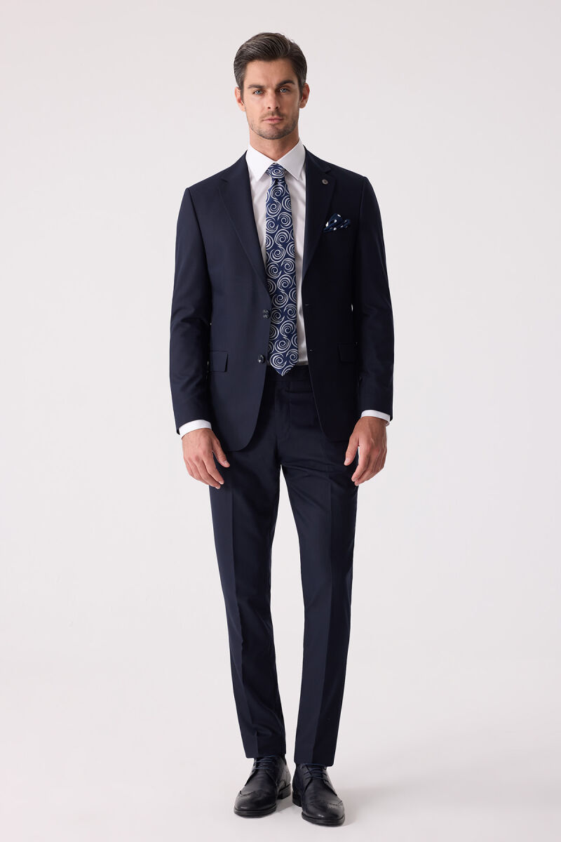Erkek Lacivert Slim Fit Takım Elbise - 2