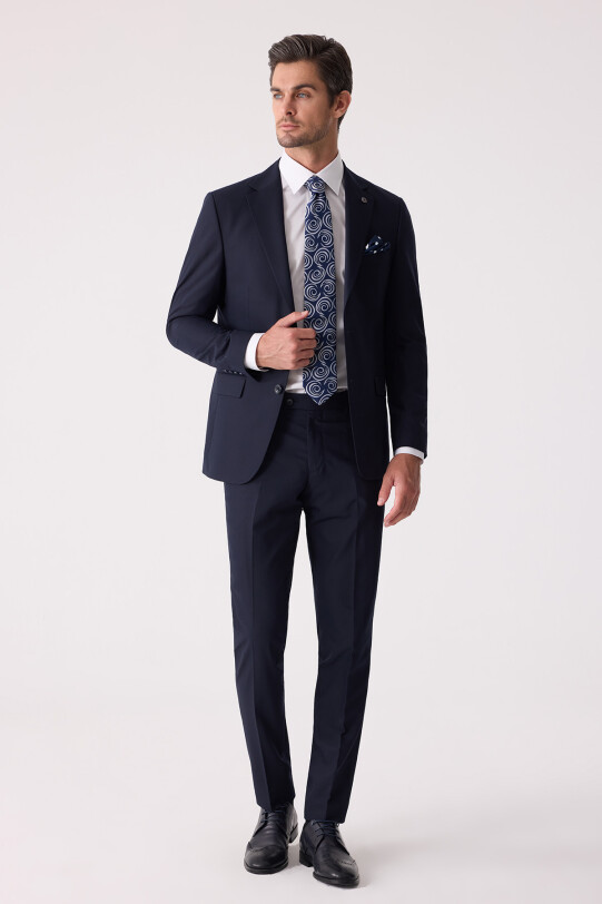 Erkek Lacivert Slim Fit Takım Elbise