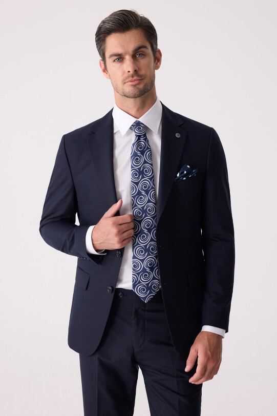 Erkek Lacivert Slim Fit Takım Elbise