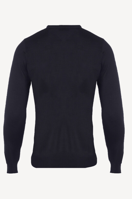 Erkek Lacivert V Yaka Klasik Triko