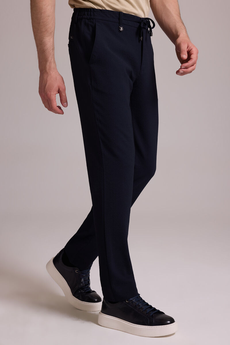 Erkek Lacivert Slim Fit Yan Cepli Jogger Pantolon - 6