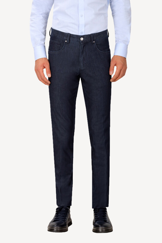 Erkek Lacivert Spor Kot Regular Fit Cotton Pantolon