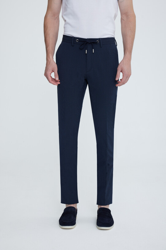 Erkek Lacivert Spor Slim Fit Jogger Yazlık Pantolon