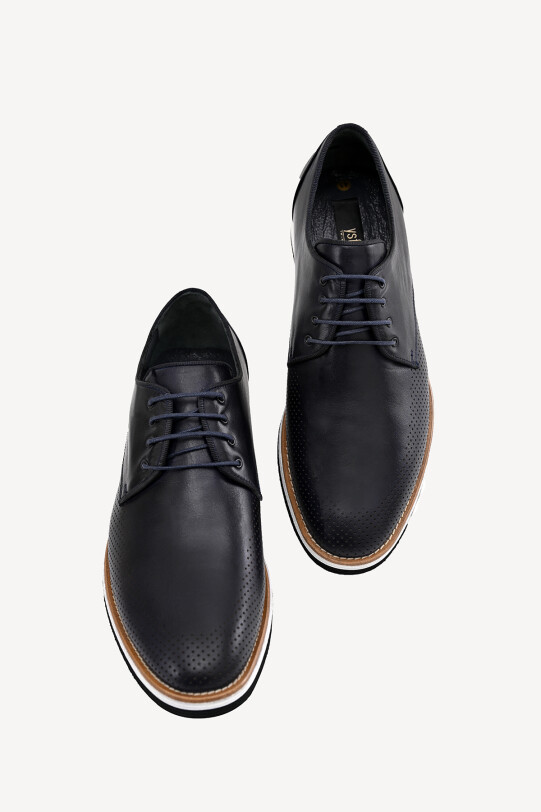 Erkek Lacivert Spor Yüksek Taban Bağcıklı Casual Ayakkabı