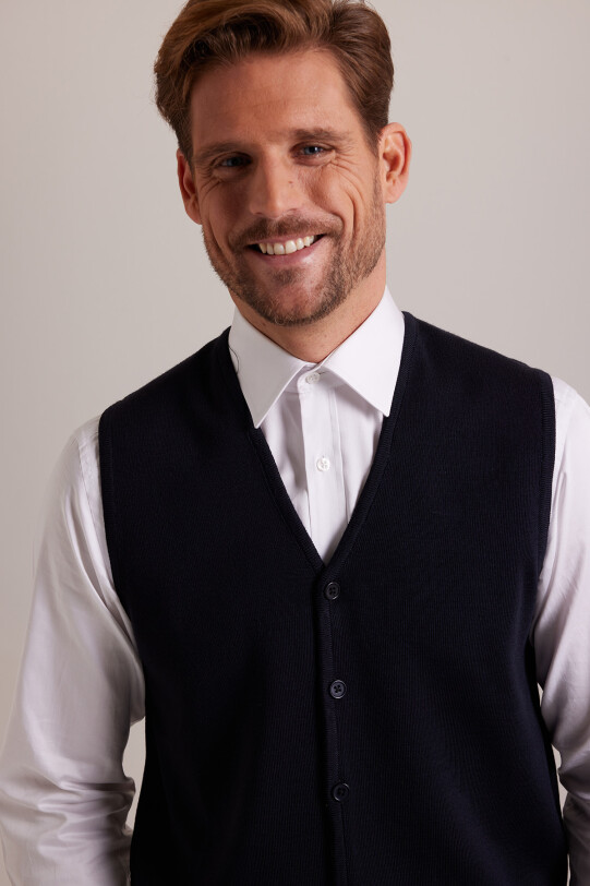 Erkek Lacivert Triko Yelek