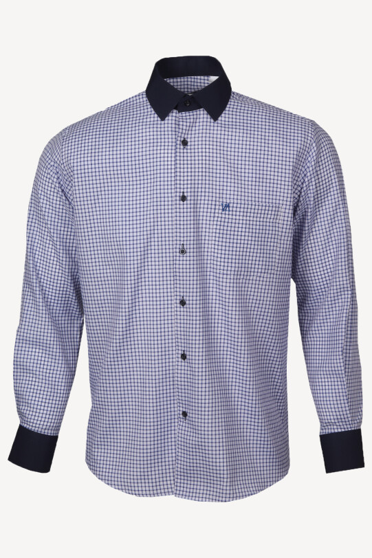 Erkek Lacivert Uzun Kol Klasik Kareli Gömlek