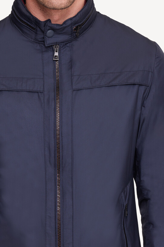 Erkek Lacivert Yazlık Spor Mont Kapüşonlu