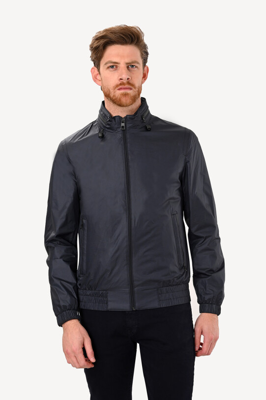 Erkek Lacivert Yazlık Spor Mont Kapüşonlu