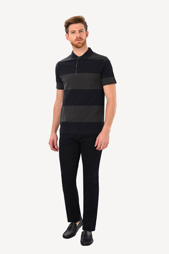 Erkek Lacivert Yeşil T-Shirt Polo Yaka