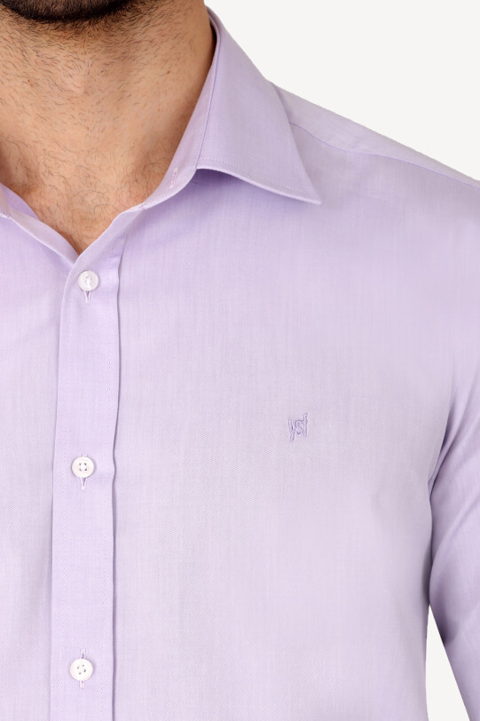Erkek Lila Slim Fit Pamuk Gömlek