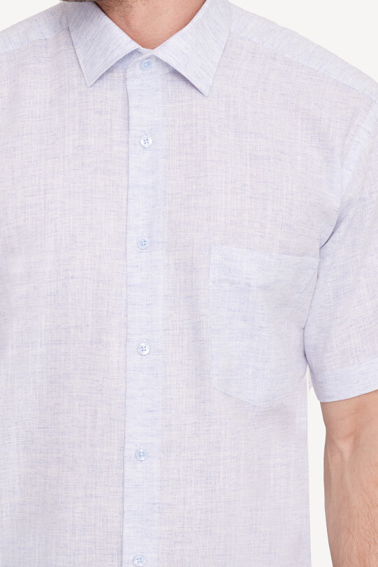 Erkek Mavi Kısa Kol Regular Fit Gömlek