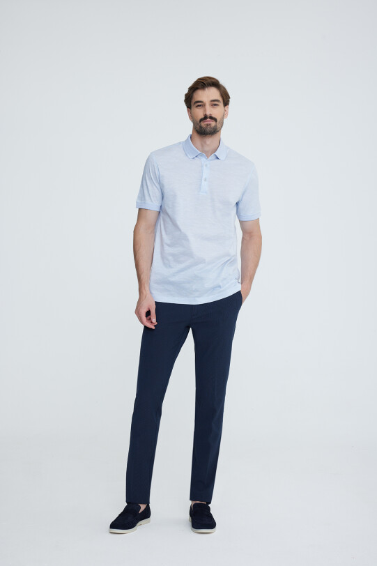 Erkek Mavi Polo Yaka T-shirt