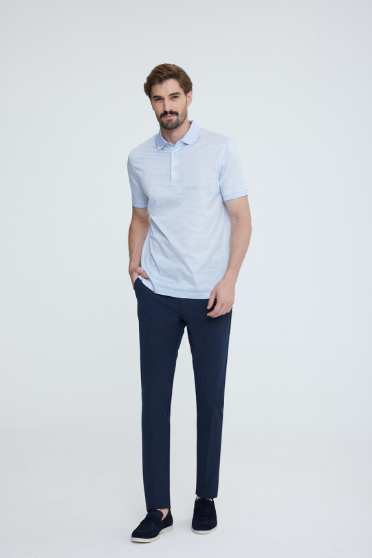 Erkek Mavi Polo Yaka T-shirt