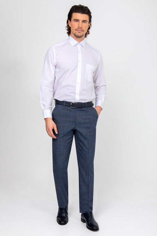 Erkek Mavi Regular Fit Kumaş Pantolon - YSF