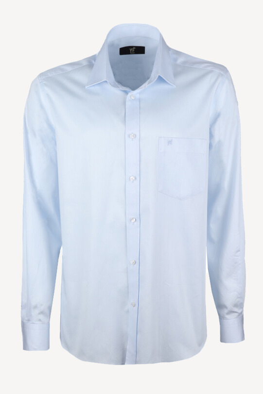 Erkek Mavi Slim Fit Pamuk Gömlek