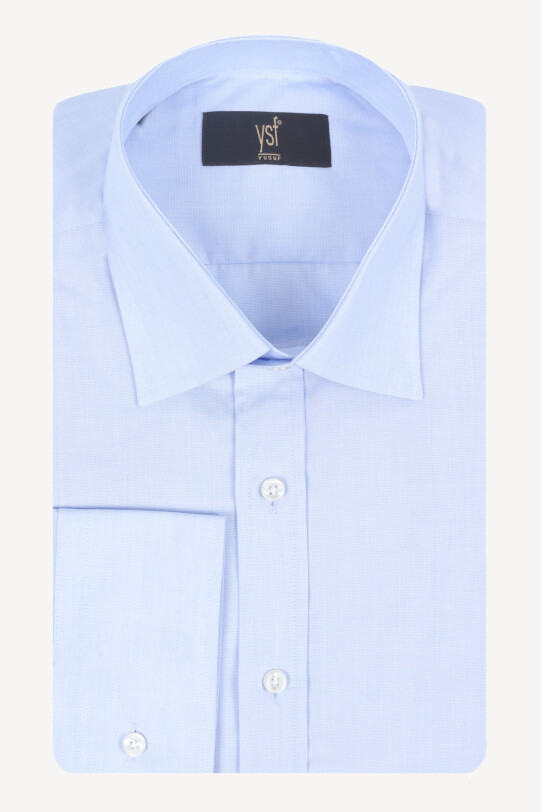 Erkek Mavi Slim Fit Pamuk Gömlek