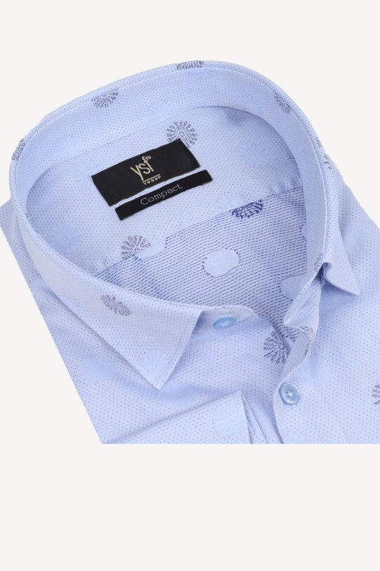 Erkek Mavi Spor Desenli Uzun Kol Gömlek