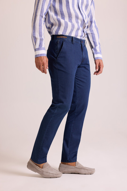 Erkek Mavi Yancep Yazlık Kot Pantolon