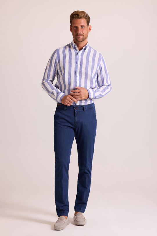 Erkek Mavi Yancep Yazlık Kot Pantolon