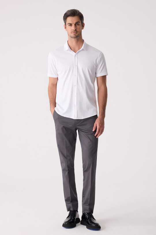 Erkek Beyaz Merserize Kısa Kol Gömlek