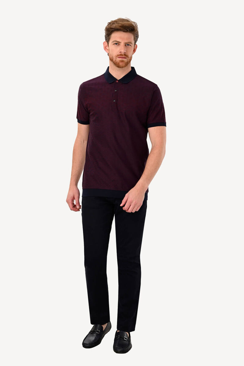 Erkek Mürdüm Desenli Tshirt - 3