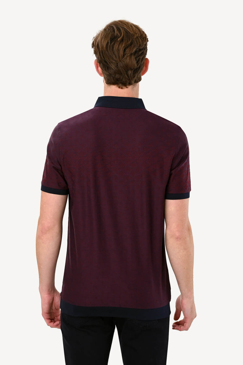 Erkek Mürdüm Desenli Tshirt - 5