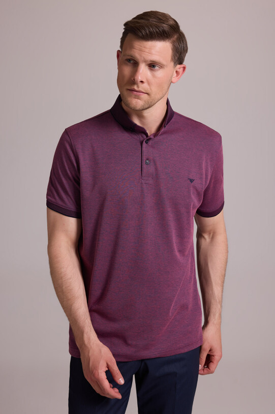 Erkek Mürdüm Regular Fit Merserize Polo Yaka T-shirt