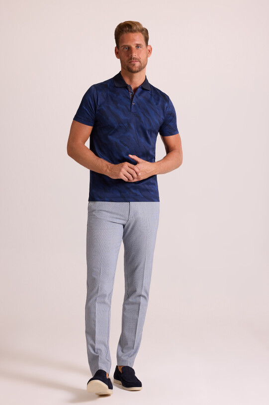 Erkek Parlament Polo Yaka Kamuflaj Desen T-Shirt