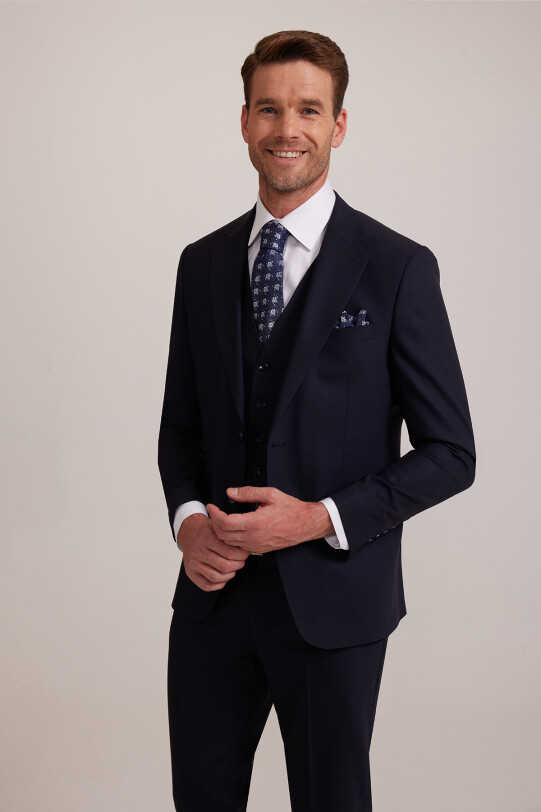 Erkek Parlament Regular fit Yelekli Sivri Yaka Takım Elbise